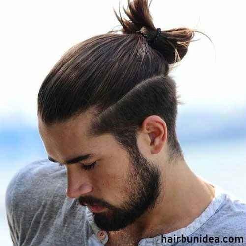 Refreshing Curly Hair Bun Men Hairstyles