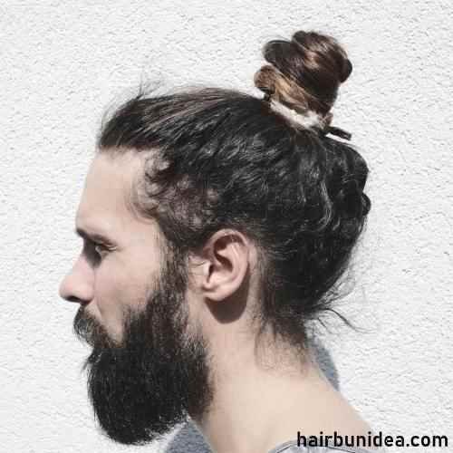 Refreshing Curly Hair Bun Men Hairstyles